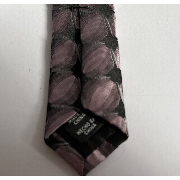 Arrow Men's Silk Necktie Purple Black Gray Geometrical Pattern - Picture 4 of 5